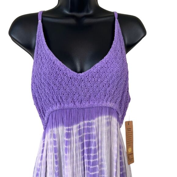 Raya Sun Crepe Crochet Bust Tie Dye Spaghetti Dress Cover Up - Picture 2 of 10